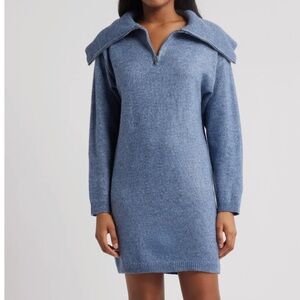 NWT All in Favor Blue Knit Sweater Dress